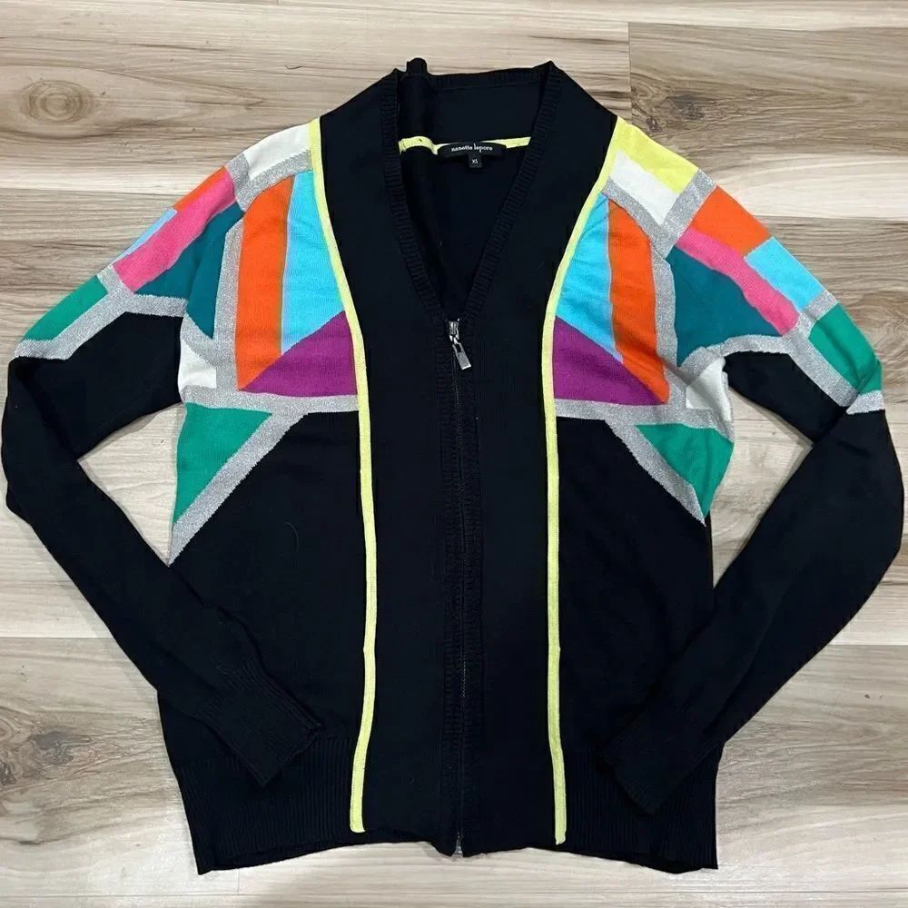 Nanette Lepore Mosaic Zip Sweater Women’s XS